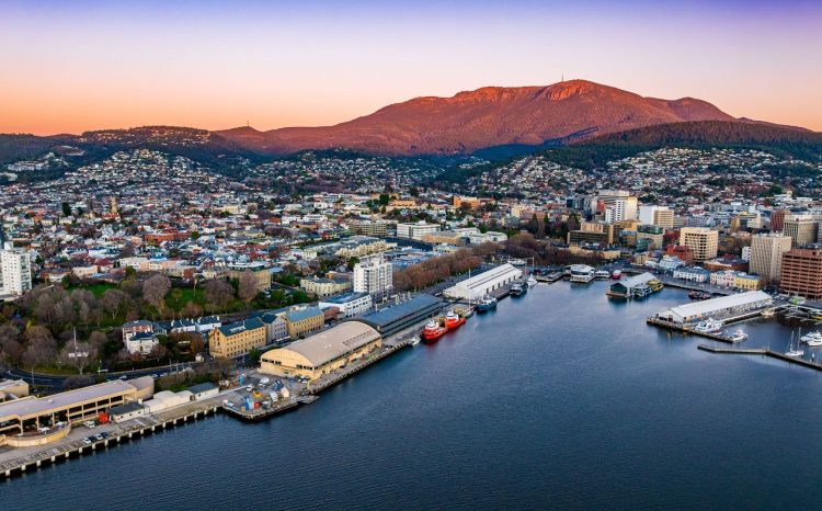 Sunset panorama of Hobart