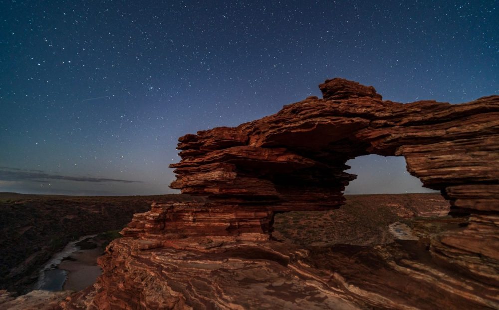 Nature's Window at Night in Kalbarri National Park, Western Australia.